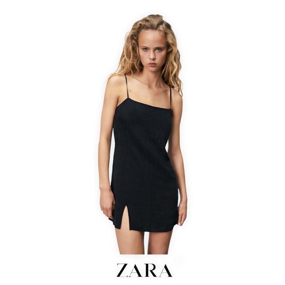 ZARA | Black | MINI DRESS WITH VENT - Picture 5 of 9
